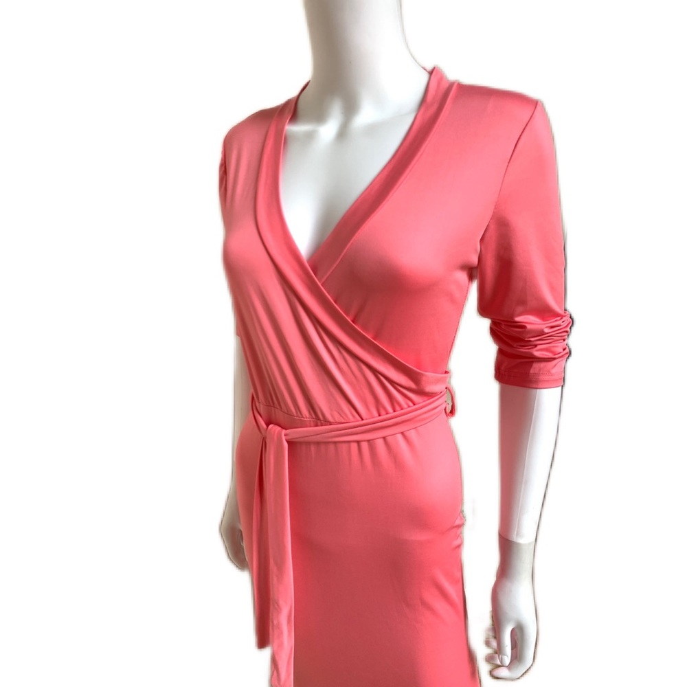 Coral pink surplice body stretch maxi dress, NWOT S - Picture 8 of 12